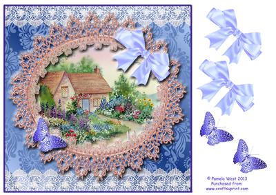 8x8 Vintage Cottage Garden with Butterflies and Bows