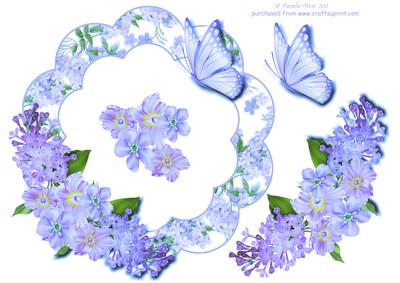 Blue Lilac and Butterflies Frame