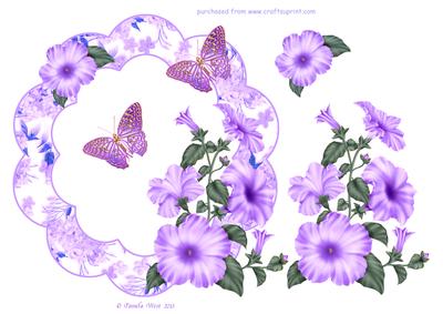 Lilac Petunias and Butterflies Frame
