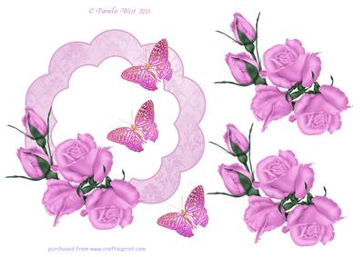 Roses and Butterflies Floral Frame