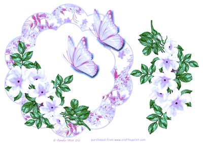 Wild Roses and Butterfly Frame Lilac