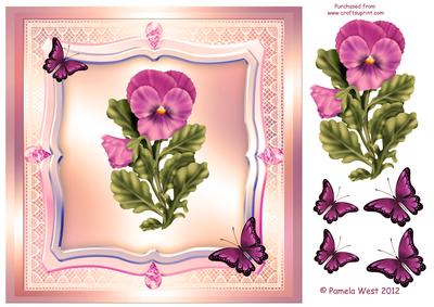 Pansies and Butterflies Decoupage Peach