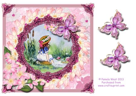 Floral Elegance - Girl by the Stream Decoupage Kit