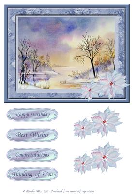Winter Reflections with Poinsettia and Sentiments