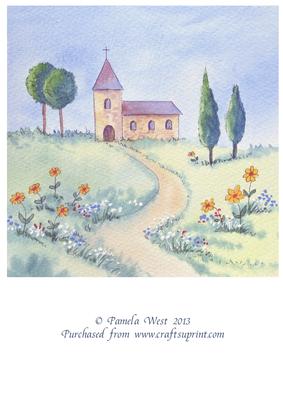 8x8 Watercolour Church Background