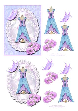Medieval Dress with Anemones and Butterflies Mini Kit