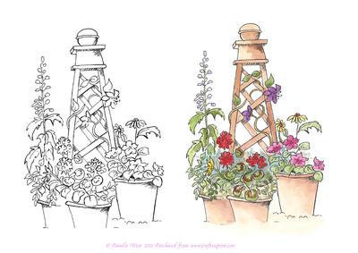 Digital Stamp Obelisk with Coloured Version Too