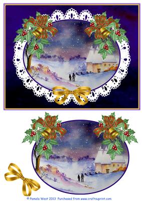 Oast Houses in Snow Decoupage Topper