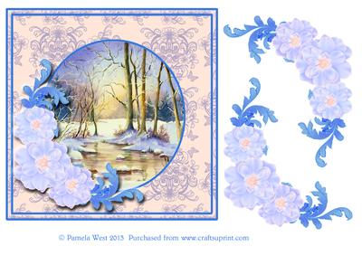 Winter Reflections with Flowers and Swirls Decoupage