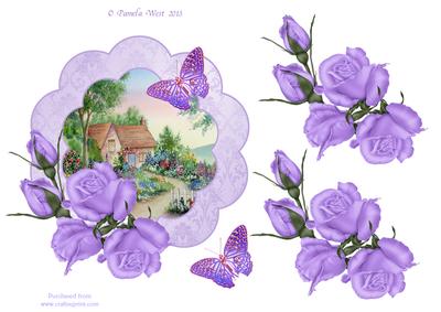 Country Cottage with Floral Frame