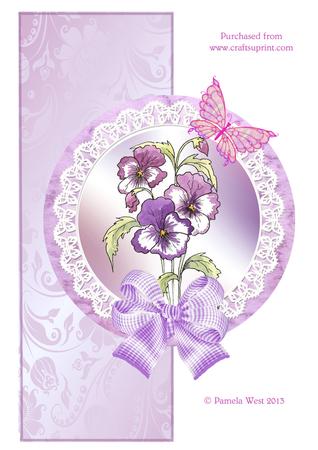 Pansy Over the Edge Circle Card Mini Kit with Decoupage