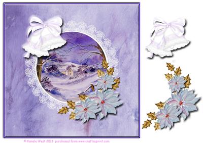 Snow in the Valley with Poinsettia Decoupage Sheet
