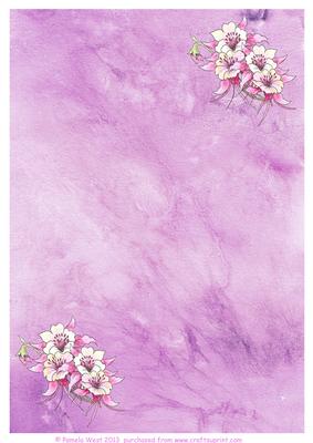 Pink Silk with Aquilegia Background