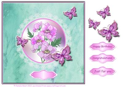 8x8 Silk, Lace and Anemones Decoupage Sheet