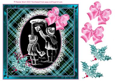 8x8 Posting a Letter with Tartan and Lace Decoupage
