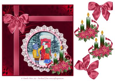 8x8 Posting a Letter with Poinsettia and Candle Decoupage