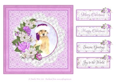 8x8 Christmas Santa Puppy with Decoupage
