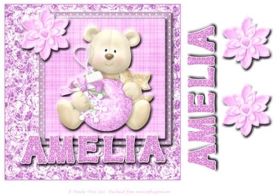 8x8 Baby's First Christmas Name Card Amelia