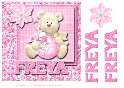 8x8 Baby's Christmas Name Card Freya with Decoupage