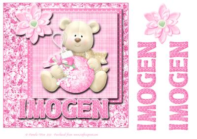 8x8 Baby's Christmas Name Card Imogen with Decoupage