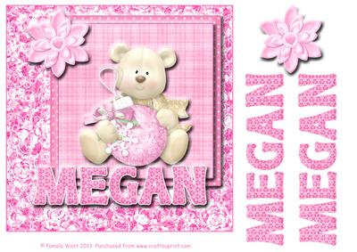 8x8 Baby Girl's First Christmas Name Card Megan