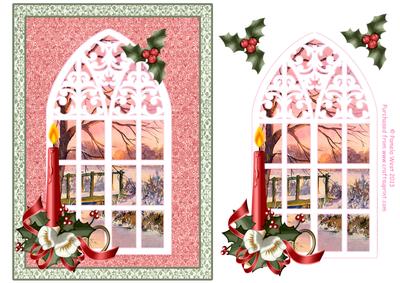 Church Window with Sunset Decoupage Topper