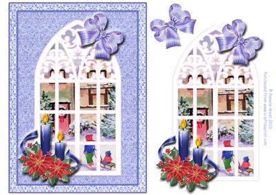 Church Window with Snow Scene Decoupage Topper