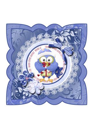 Its a Blue Blue Christmas Mini Kit with Owls and Decoupage