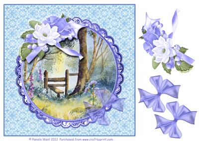 8x8 Square Frame Card Woods in Summer with Decoupage