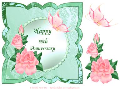 8x8 Emerald Wedding Anniversary Topper with Decoupage