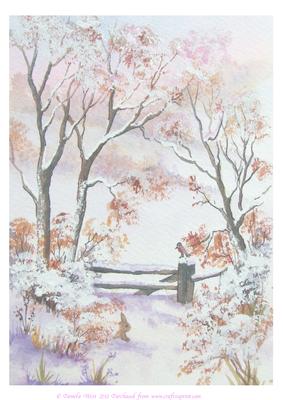 A4 Robin on the Fence Watercolour Background Paper