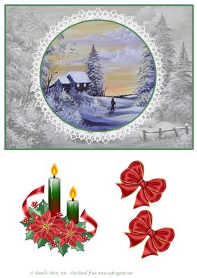 Christmas Winter Scene with Separate Decoupage