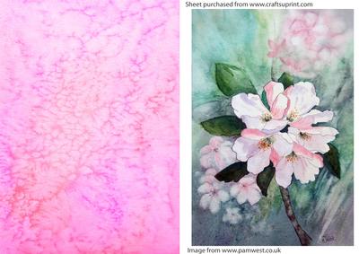 Apple Blossom Watercolour Topper and Watercolour Background