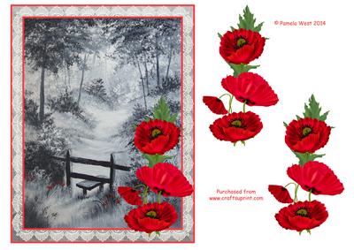 Woodland Glade with Poppies Step by Step Decoupafe