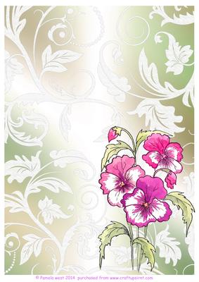 Pansies and Lace Watercolour Background