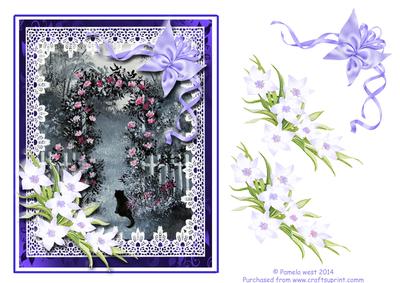 Twilight Garden with Black Cat Decoupage Sheet