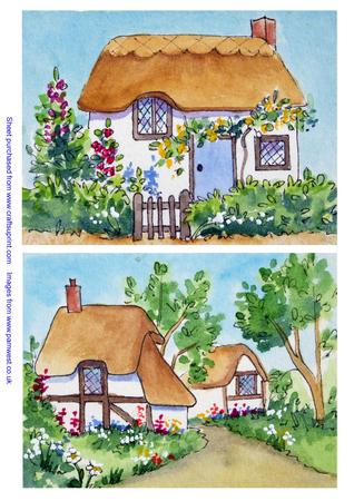 2 Cottages Original Watercolour Paintings