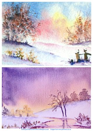 2 More Snow Scenes. Original Watercolours