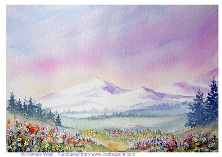 Alpine Flower Meadow. Original Watercolour Painting