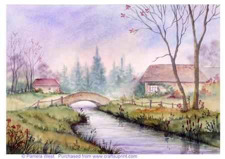 The River in Winter. Original Watercolour Painting