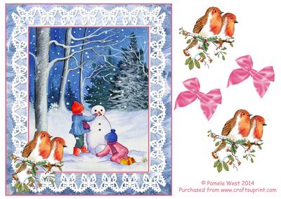 Building a Snowman with Decoupage Robins