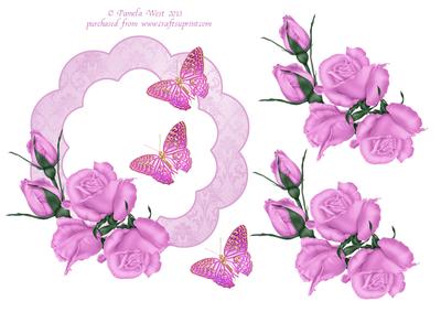 Roses and Butterflies Floral Decoupage Frame