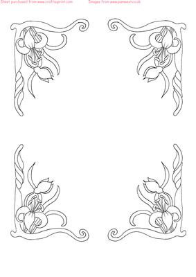 Art Nouveau Lilies Corners Digital Stamps