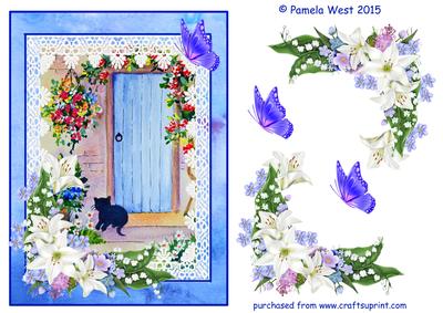 Cat by the Blue Door Decoupage Sheet