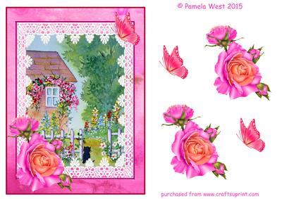 Cat by the Picket Fence Decoupage Card