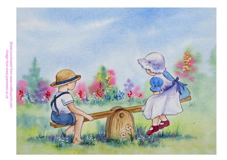 Original Watercolour Painting - Seesaw