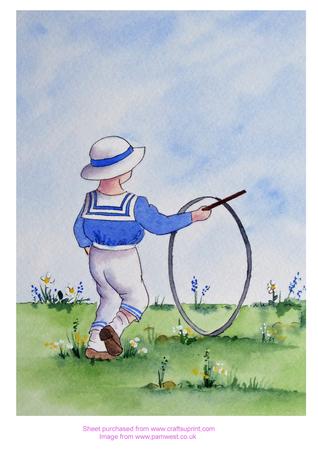 Original Watercolour Painting - Playing with a Hoop