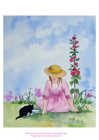 Original Watercolour Painting - Feeding a Kitten