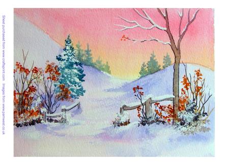 Original Watercolour Painting Winter Sunset 3