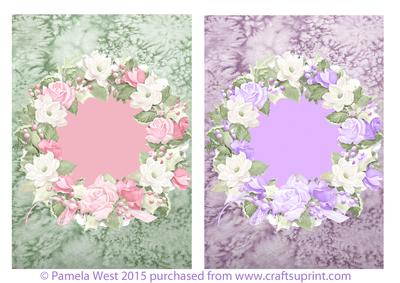 2 Floral Frame Toppers, Lilac and Green
